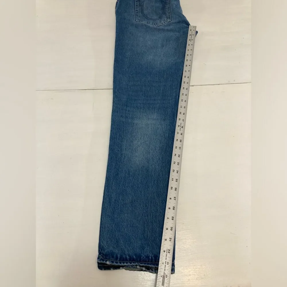 True Religion Jeans Men’s 38 Blue Rocco Relaxed Skinny Distressed Denim